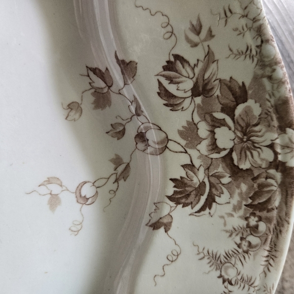 Antique Brown Transferware Serving Platter | Colonial Pottery 'Cluny' - Picture 3 of 7